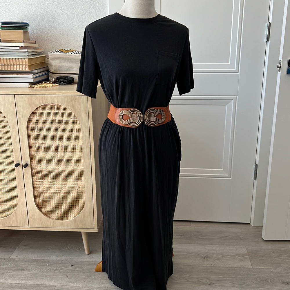 A New Day black tshirt midi dress with elastic waist size M EUC